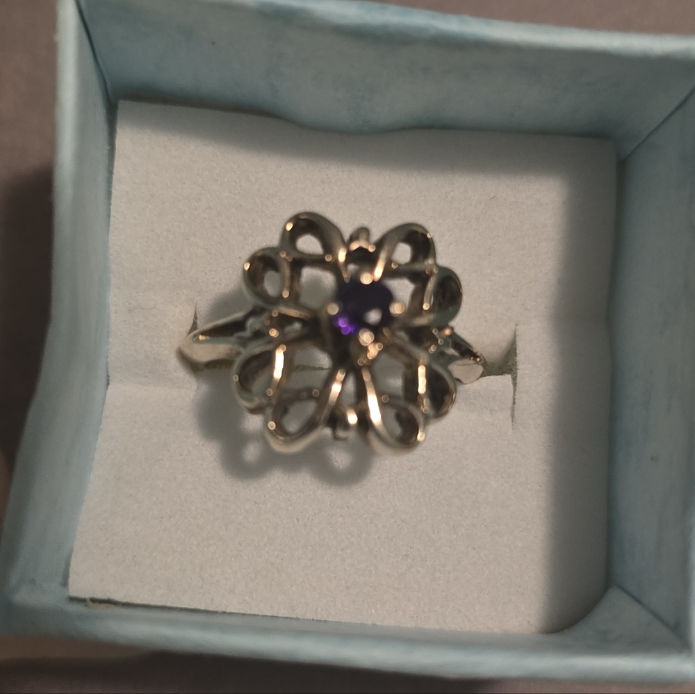 Vintage AVON Vermeil Sterling Silver Ruby Ring - Filigree Statement Ring,